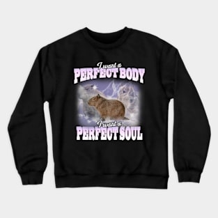 Cabybara Vintage 90s Bootleg Style Graphic T-Shirt, i want a perfect body i want a perfect soul Shirt, Funny Capybara Meme Crewneck Sweatshirt